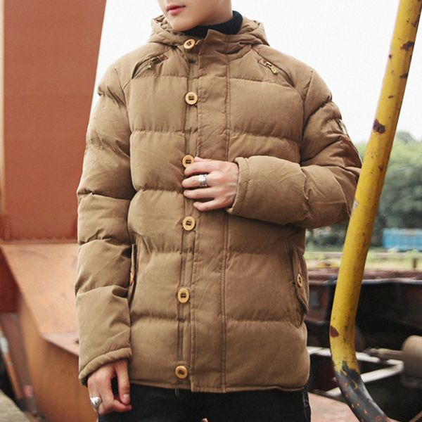 

port& 2019 men parkas hooded coats winter jacket casual outerwear thick cotton quilted male brand clothing, Black