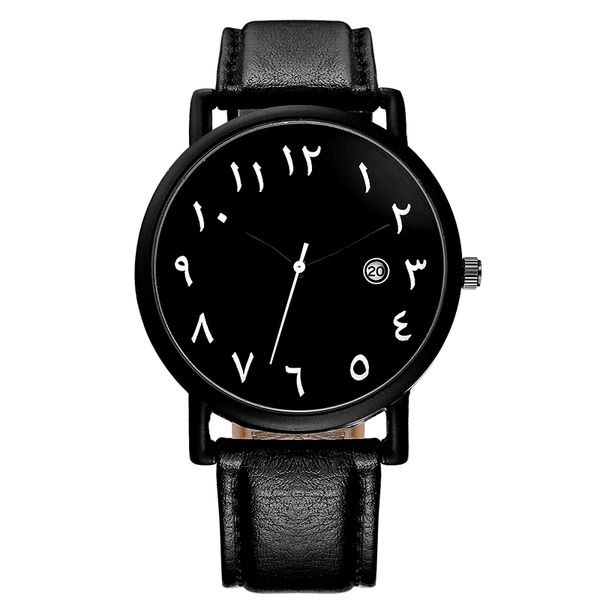 

bsl1034 baosaili arab numbers scales men watch big plate white black pu leather watch with calender, Slivery;brown