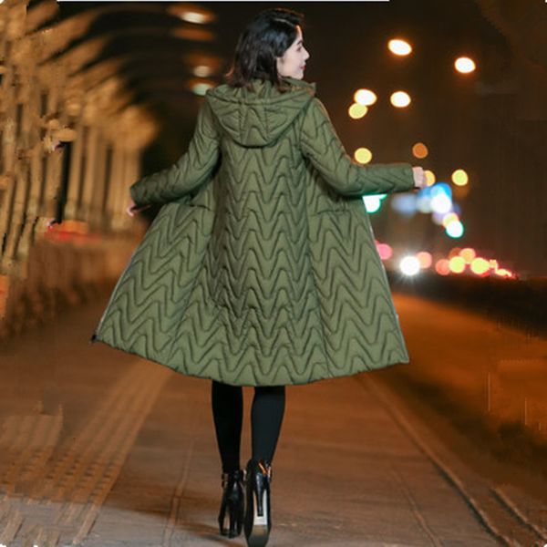 

women cotton down jackets winter parkas 2018 female polyline wave hooded warm long cotton-padded jackets  l xl xxl 3xl y190926, Black;white
