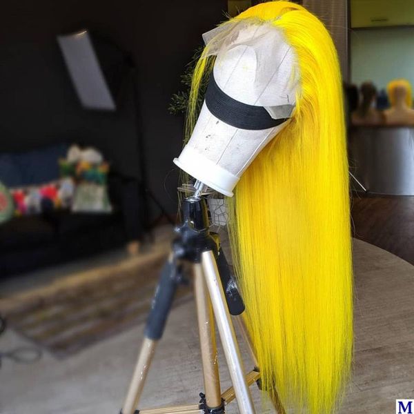 

lace wigs mongolian yellow hair silky straight full human 150density transparent wig 13x6 deep part front, Black;brown