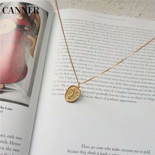 

canner 925 sterling sliver face pendant chokers necklace minimalist gold coin choker necklaces for women jewelry, Golden;silver