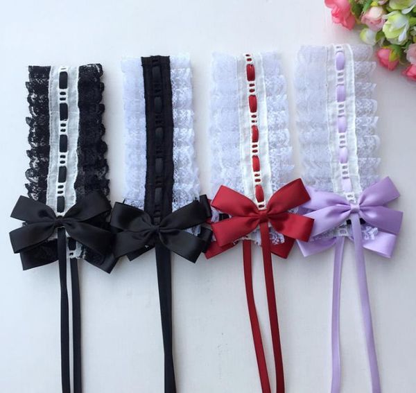 

christmas party cosplay anime waitress maid handmade lolita bows kc headband ribbon lace headdress sweet vintage headwear