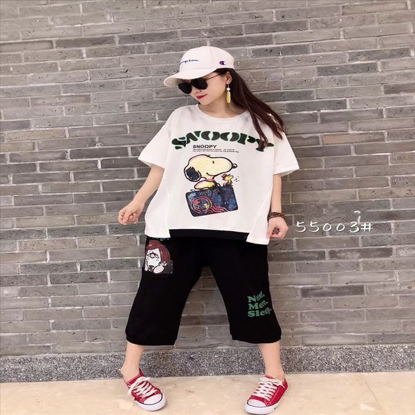 

summer fashion all-match loose casual cartoon printed drop sleeves round collar short sleeve t-shirt summer fashion all-match loose casual c, White