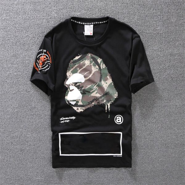 

new fashion casual t-shirt mens clothing brand shirt black white orange cotton blend crew neck short sleeve cartoon print size s-xxl *35, White;black