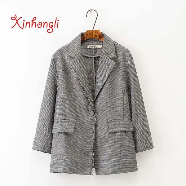 

plus size single button tassel turn-down collar women loose slim jackets 2020 autumn winter casual ladies pockets coats female, Black;brown