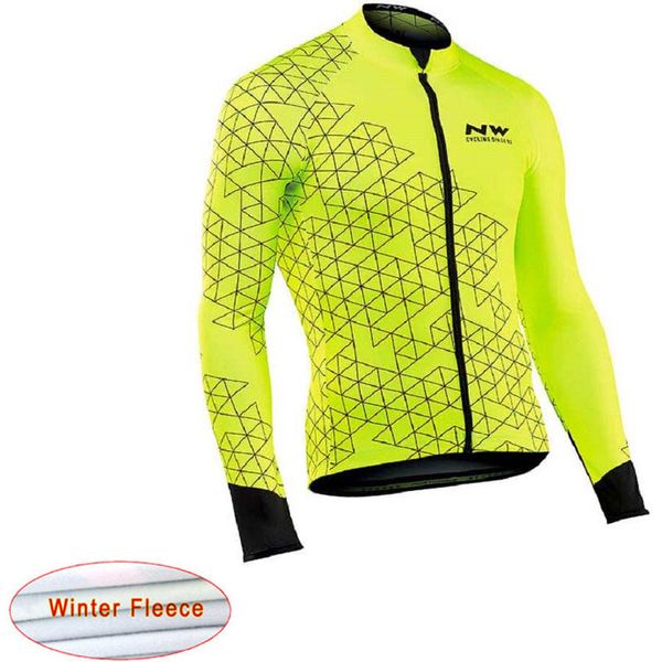 

nw men thermal fleece winter cycling jersey bike racing long sleeve pro team cycling clothing maillot ropa ciclismo hombre c28, Black
