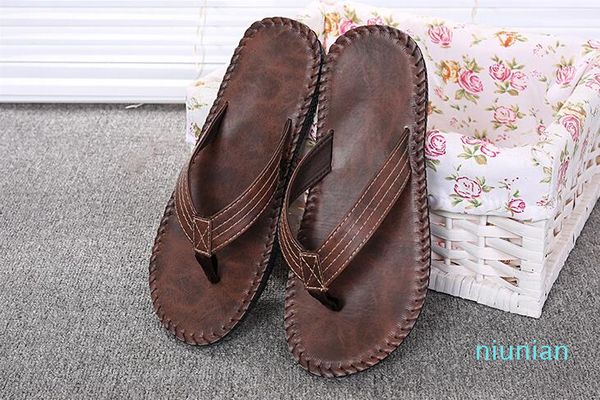 

men's fashion leather sandals casual slippers casual leather sandals for men, Black