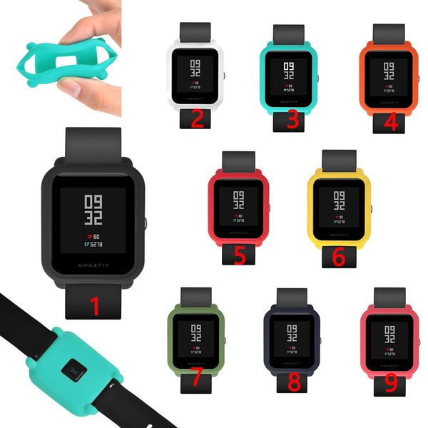 

silicone watch case for huami amazfit bip bit pace lite youth colorful replacement full protective cover for amazfit bip, Black;brown