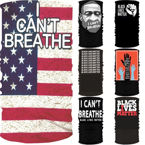

i cant breathe shipping face scarf bandana men women camo neck gaiters with filters multi-purpose headwear for outdoors festival bal #854, Black