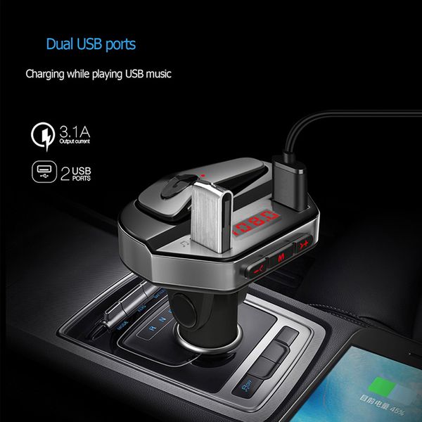 

brand retro design mp3 in-car bluetooth fm transmittery usb charger bluetooth handslcd display car-styling