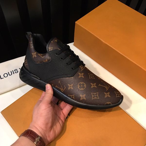 

2020 black men's beautiful platform casual sneakers luxury men's casual shoes leather solid color dress shoes size 38-45