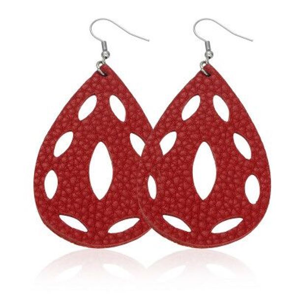 

cpop полые искусственная кожа серьги мода ювелирные изделия геометрический кулон капли воды серьги для женщин аксессуары девушка подарок пос, Silver