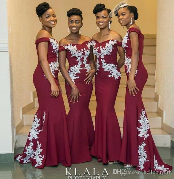

mermaid burgundy bridesmaid dresses formal gown black girl maid of honor dresses party evening prom dresses 2018, White;pink