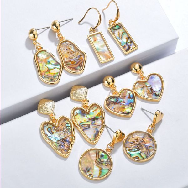 

wholesale 10 pairs gold plated colorful many style shell stud earrings for women party gift jewelry, Golden;silver