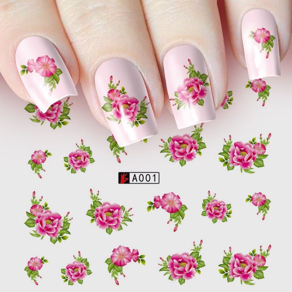 

nail sticker art decoration slider flower rose adhesive water transfer decals manicure lacquer accessoires polish foil, Black