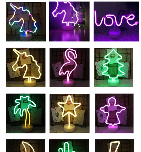 

usb+batterry type rainbow led neon light sign holiday xmas party wedding decorations kids room home decor flamingo moon unicorn neon lamp