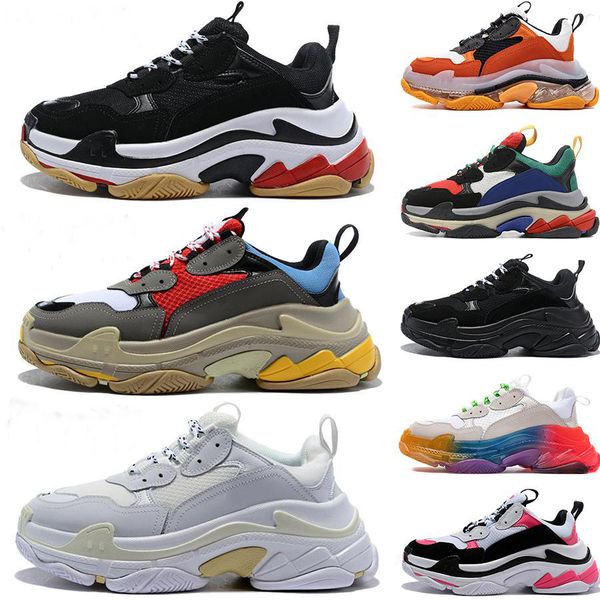 

2020 fashion paris triple s mens casual dad shoes triple black white grey pink men women outdoor platform sneakers eur 36-45