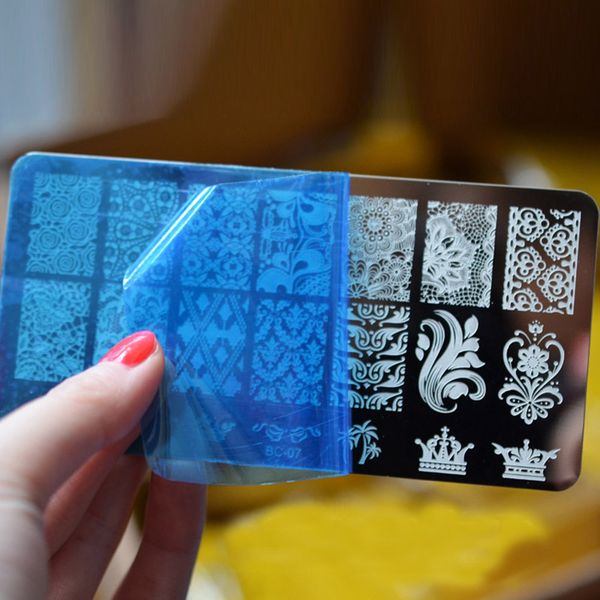 

1 piece nail stamp rectangle template 12cm x 6cm diy nail manicure stamping plate, White