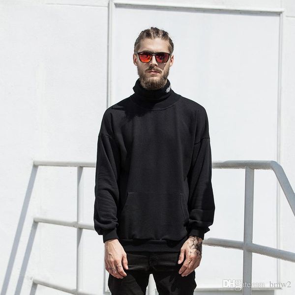 

winter men's kanye style hoodies men hip hop sweatshirts hoody pullover fashion streetwear clothing, Black