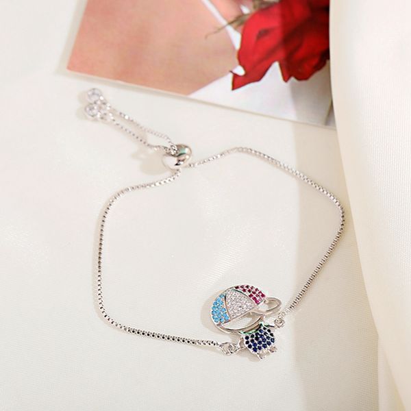 

colorful cubic zircon boy charm bracelet adjustable silver color cz copper chain bracelets for women men boys jewelry accessory, Black