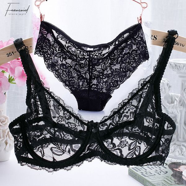

bra set 32 40 abc cup intimates hollow out bra and briefs france women ultra thin underwear lingerie sofe, Red;black