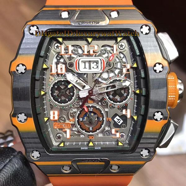 

Rm11 03 big date keleton dial timing week 24 hour automatic men watch rm 11 03 carbon fiber ca e rubber trap racing erie watche, Slivery;brown