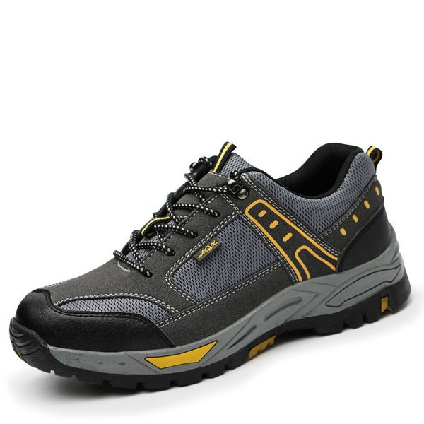 

new fashion men large size comfortable steel toe caps working safety shoes construction site worker security boots protective, Black