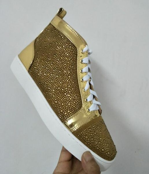 

22019 new red bottom luxury designer brand studded spikes flats casual shoes for men and women party lovers genuine leather sneakers s01, Black