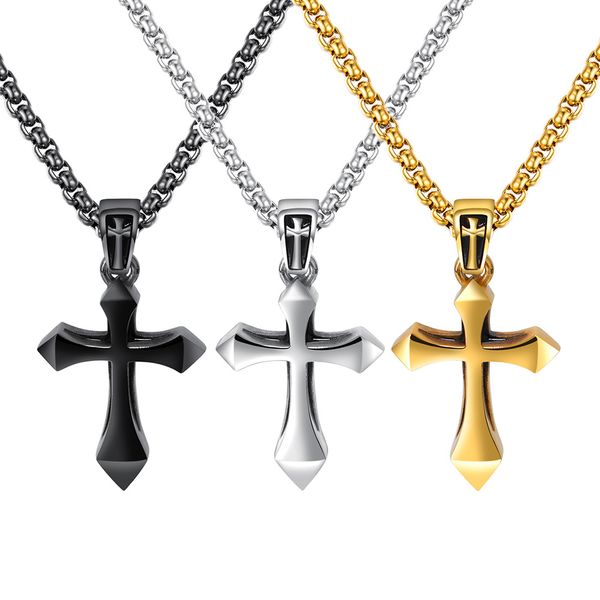 

charm cross titanium steel pendant necklace stainless steel pendants men women lover gift couple religious jewelry, Silver
