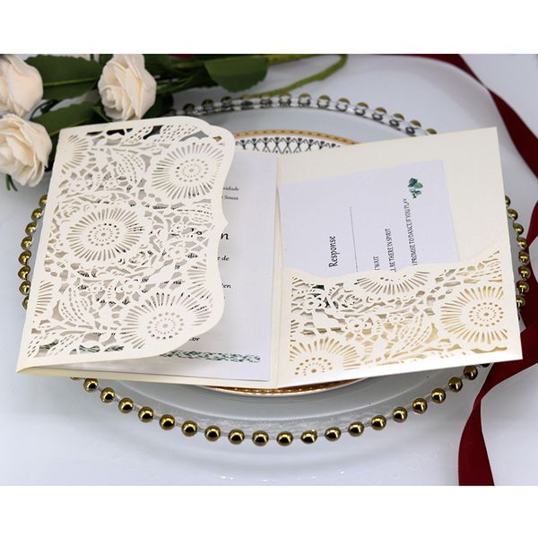 Elegant Wedding Invitations Ivory Shimmy Pocket For Bridal Shower Sweet 15th Birthday Invitation Only Diy Invite Free