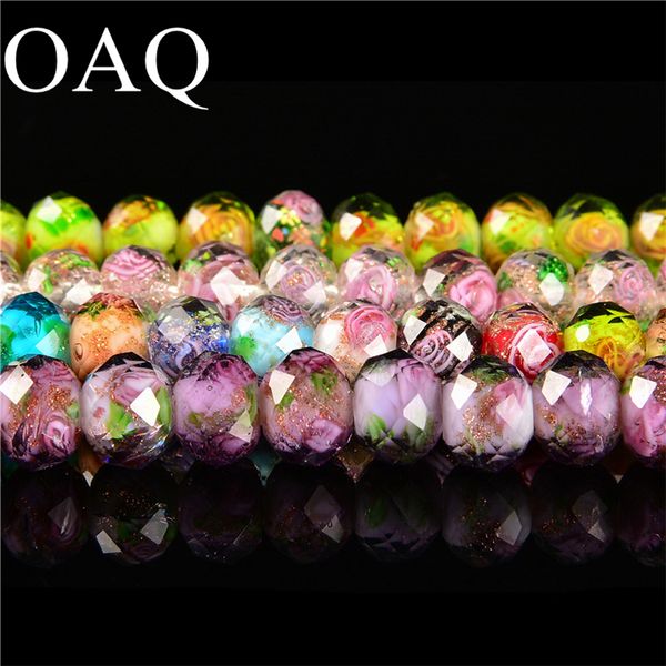 

fash8-12mm moulticolor diy glass beads for needlework accessories faceted spacer flower bead for jewelry making
