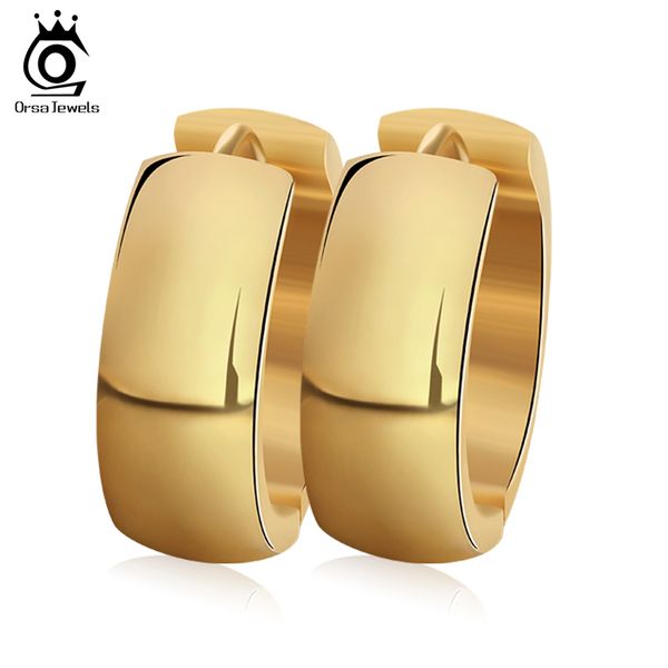 

orsa jewels gold-color earrings simple design fashion stainless steel brincos jewelry for women engagement gift gte11, Golden;silver