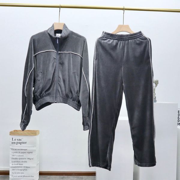 

женские дизайнерские спортивные костюмы модный бренд спортивный костюм новое поступление роскошные женщины повседневный спортивный костюм ку, Gray