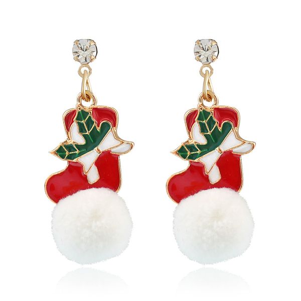 

christmas gift earrings popular santa claus big snowball set wild earring holiday party accessory, Golden;silver