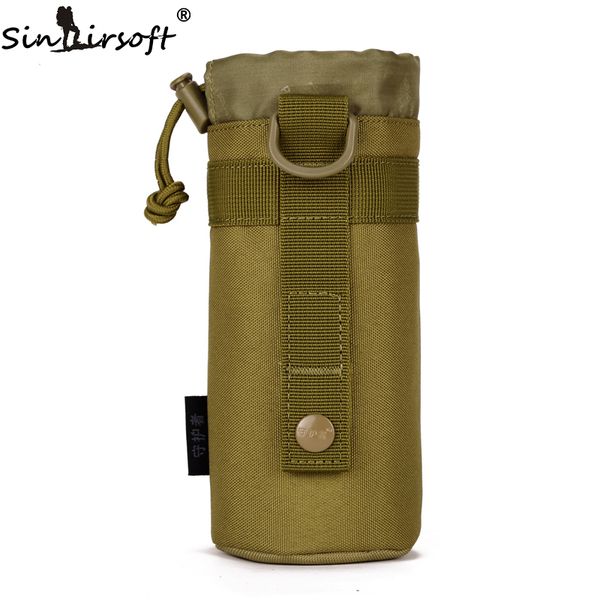 

sinairsoft molle system water bottle climbing bags d-ring holder drawstring pouch army durable travel hiking water bag