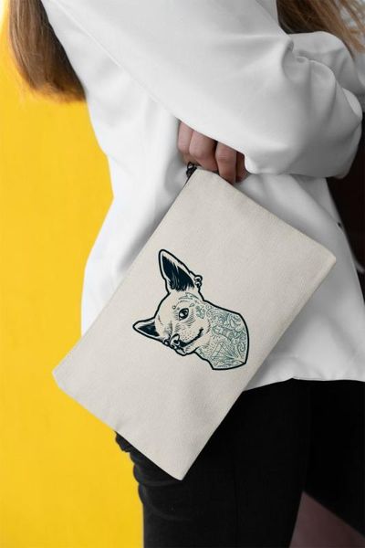 

angemiel clutch tattooed small dog portfolio hand makeup bag, Silver