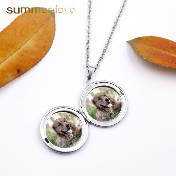 

3 color round stainless steel living memory openging locket necklace magic locket family p engraving necklace gift for baby girlfriend, Silver