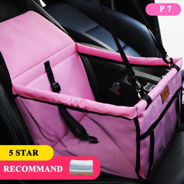

e-four collapsible pet car seat cat car carrier with safety leash and zipper storage pocket with 2 support bars portable