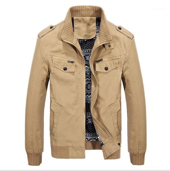 

size designer mens zipper fly jackets stand collar solid male pocket military jacket homme fashion plus, Black;brown