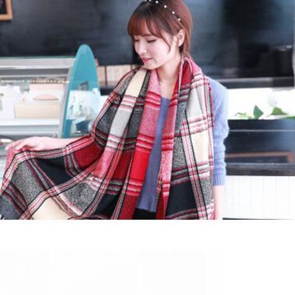 

fashion wool winter scarf women scarf plaid thick brand shawls and scarves for women imitation cashmere neckerchief warmer, Blue;gray
