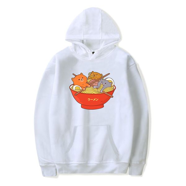 

2019 winter new sale japanese ramen and cat harajuku pullover hoodie anime printing sweatshirt plus size streetwear, Black