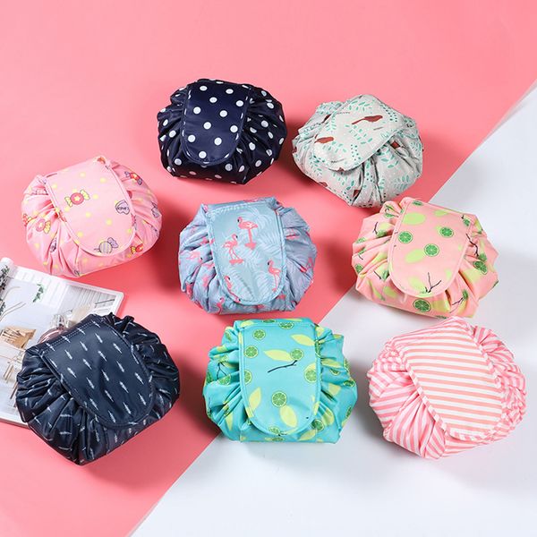 

flamingo lazy drawstring cosmetic bag multi-function travel magic pouch portable wash bag makeup organizer storage bags rra1692
