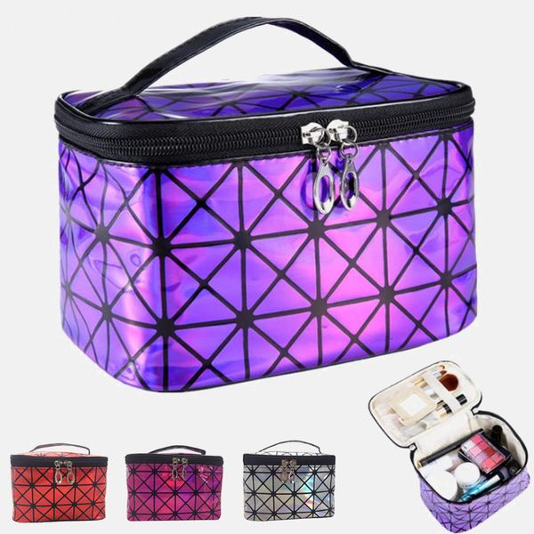 

multifunctional cosmetic bag organizer zipper makeup case pouch toiletry kit bag women leather travel makeup necessaries