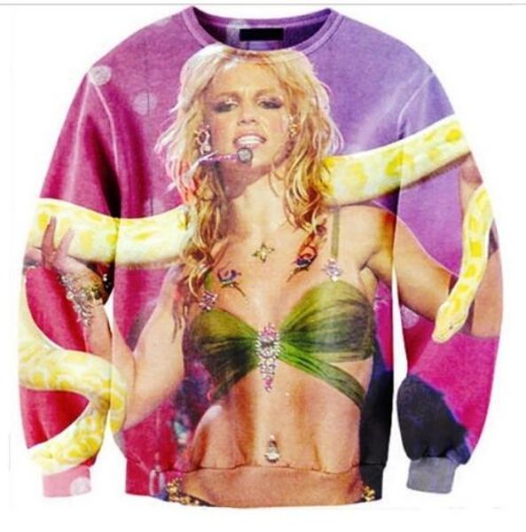 Neue Mode Damen/Herren Britney Spears mit Python Lustiger 3D-Druck Rundhals-Sweatshirt Pullover Damen/Herren Modekleidung AABB011