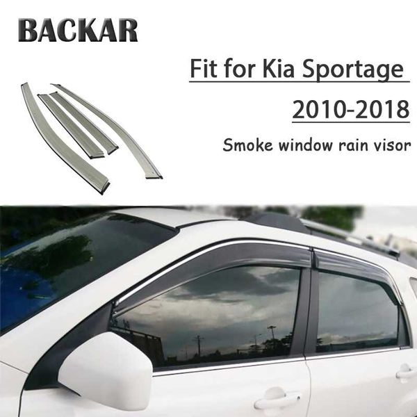 

backar 4pcs auto car windows rain wind for kia sportage 2010-2018 sun shield deflector visor trim accessories all weather