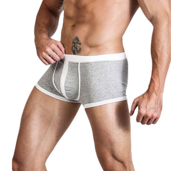 

underpants men's casual gym home shorts boxer briefs bulge pouch elastic swimming trunks mid-rise modal pants, Black;white