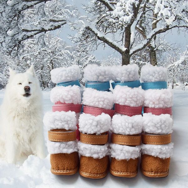 

new 4 pc/ set cute puppy shoes for small dog winter snow winter pet dog dress up pet boots socks booties footwear thick warm