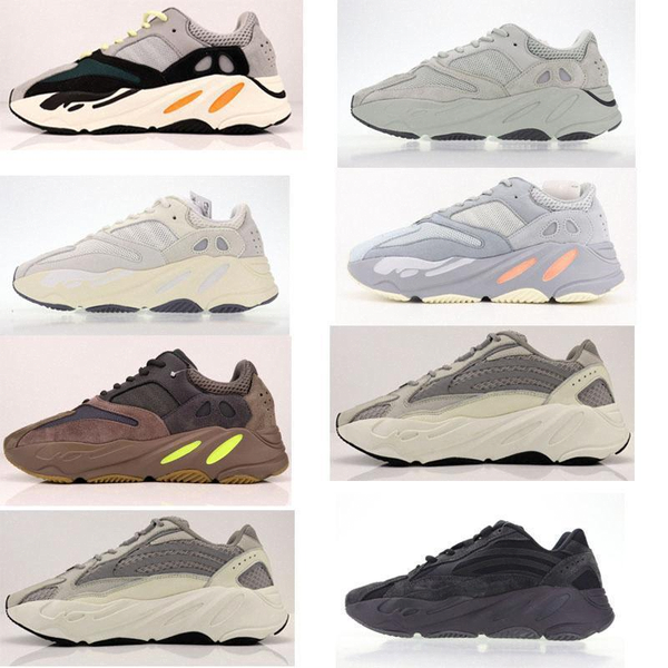 

with box) kanye west 700 wave runner mauve inertia designer running shoes sneakers yeezy 700 men women v2 static shoes2bee#, Black