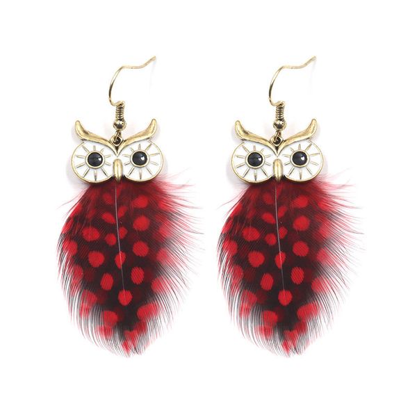 

fashion fine peacock feather speckle lifelike owl elegant stud earrings for women gifts accessories earring pack set, Silver