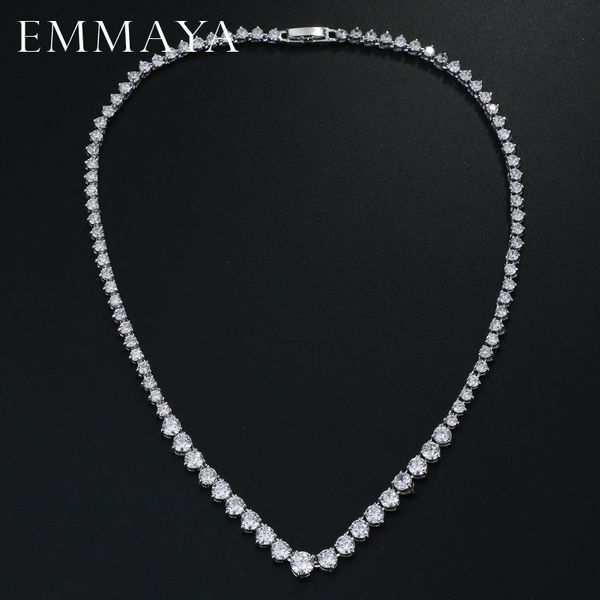 

emmaya aaa zircons stunning round cz crystal necklaces and luxury bridal party jewelry for wedding, Silver